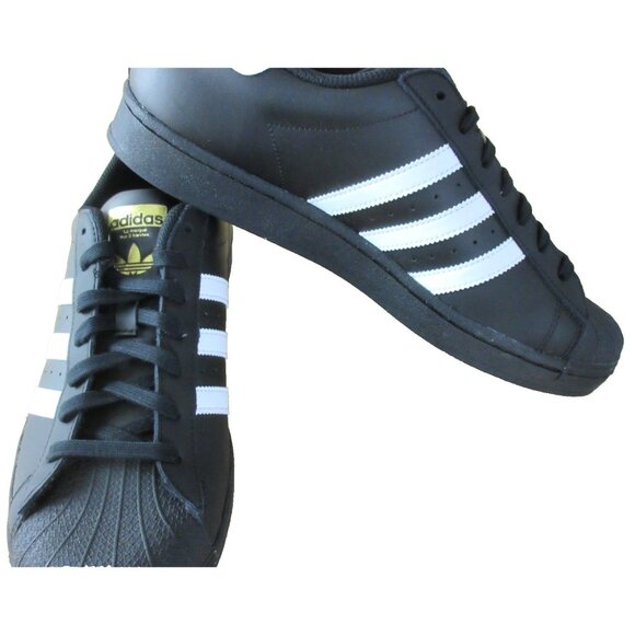 Adidas Men's Superstar Leather Shoes Core Black White Gold Sizes NIB EG4959 - Picture 4 of 5